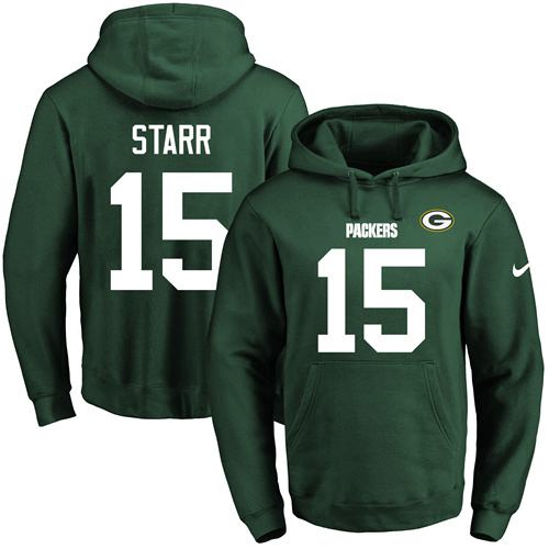 Nike Packers #15 Bart Starr Green Name & Number Pullover NFL Hoodie